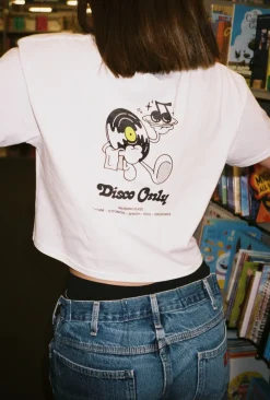 DISCO ONLY WMNS 'Play It Twice V2' Cropped Tee - White