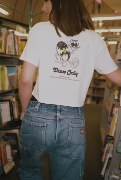 DISCO ONLY WMNS 'Play It Twice V2' Cropped Tee - White