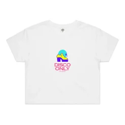 DISCO ONLY WMNS 'Play It Twice V3' Cropped Tee - White