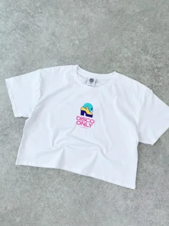 DISCO ONLY WMNS 'Play It Twice V3' Cropped Tee - White