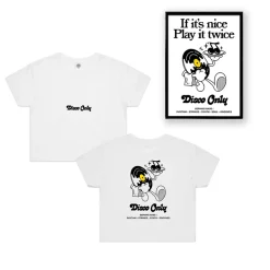 DISCO ONLY WMNS 'Play It Twice V2' Cropped Tee & Print Bundle - White