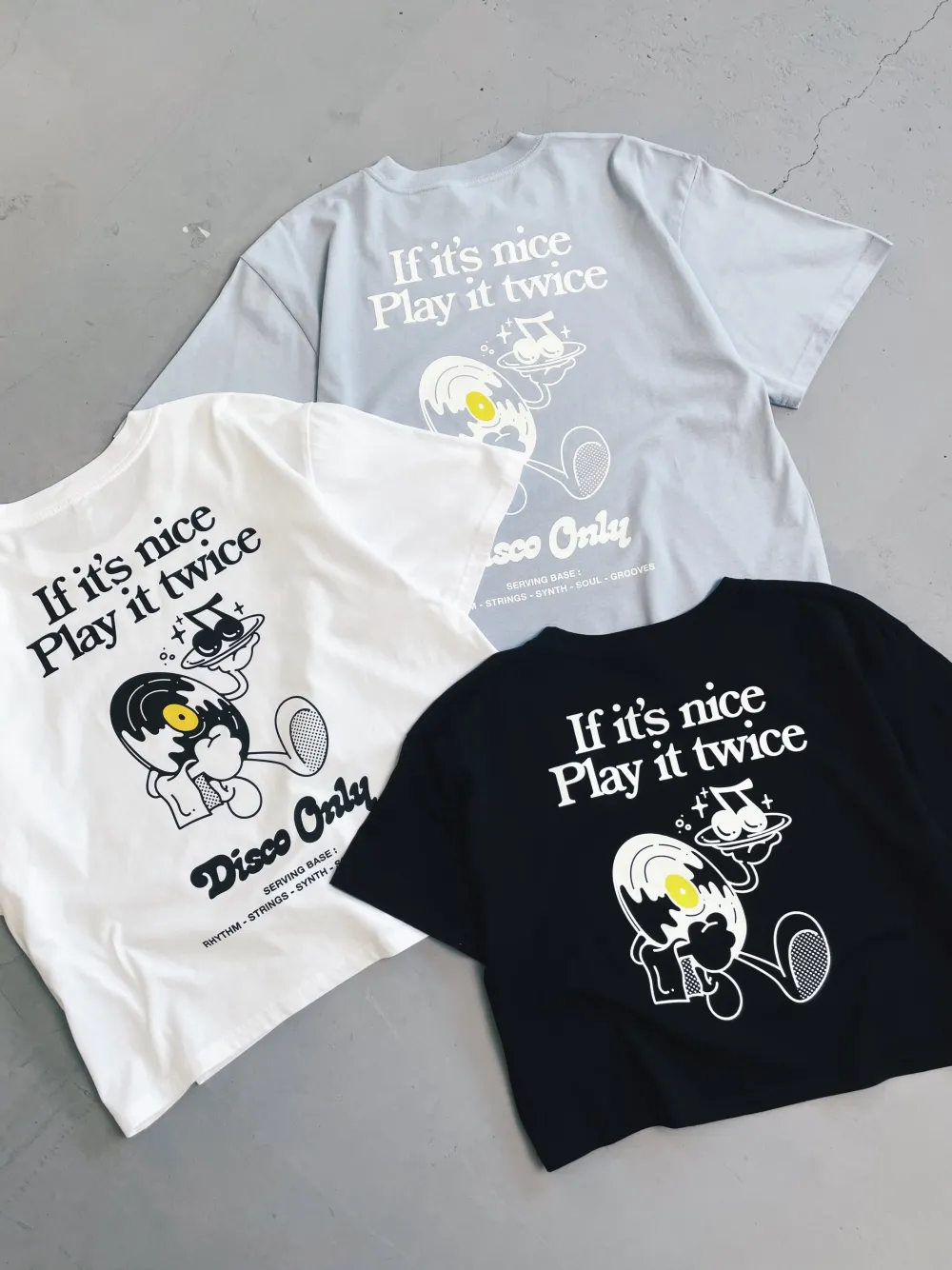 DISCO ONLY WMNS 'Play It Twice V2' Cropped Tee - Black