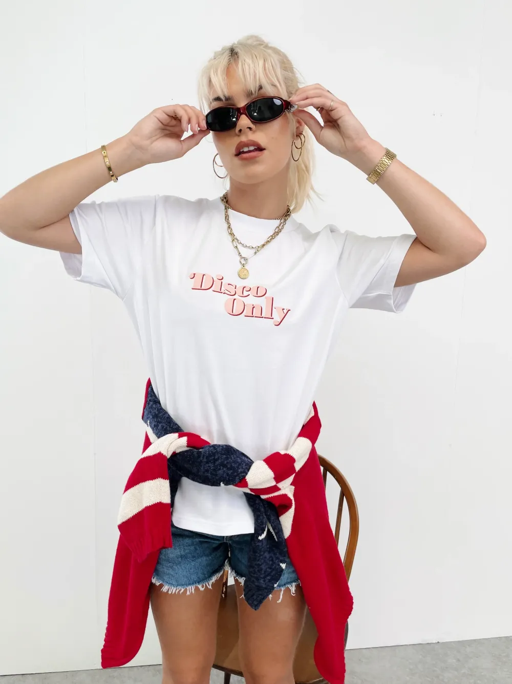 DISCO ONLY WMNS '70s' Heavy Tee - White