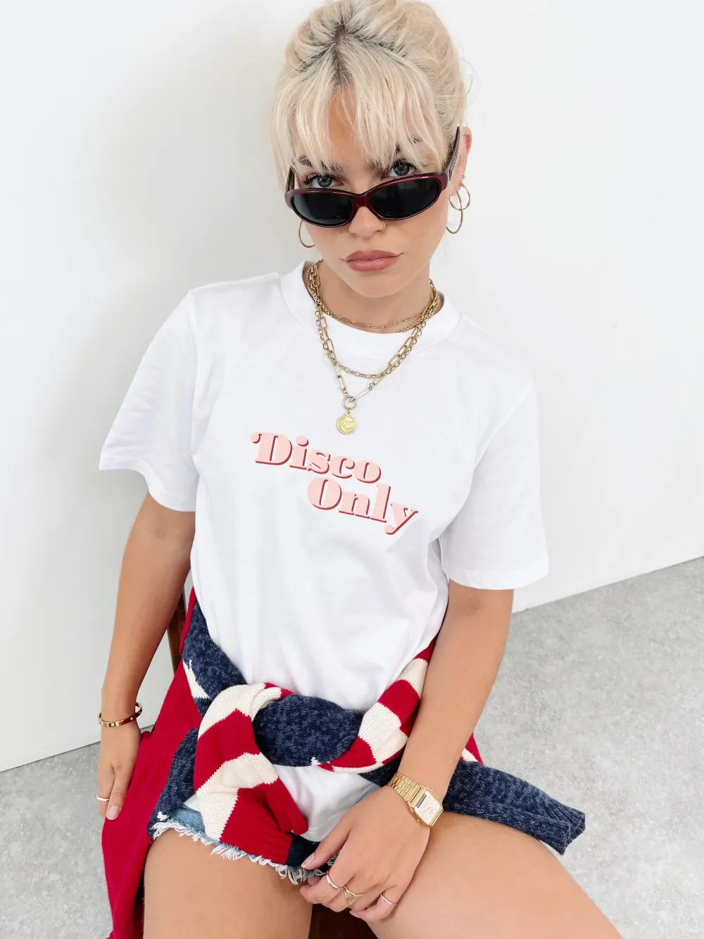 DISCO ONLY WMNS '70s' Heavy Tee - White