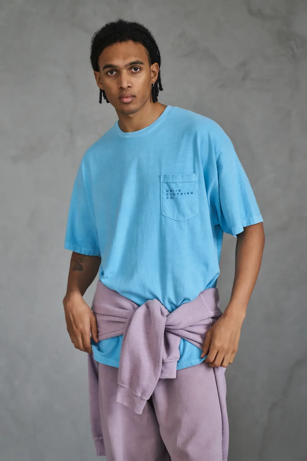 UN:IK Essentials Essentials 'Sets' Vintage Washed Pocket Tee - Lagoon
