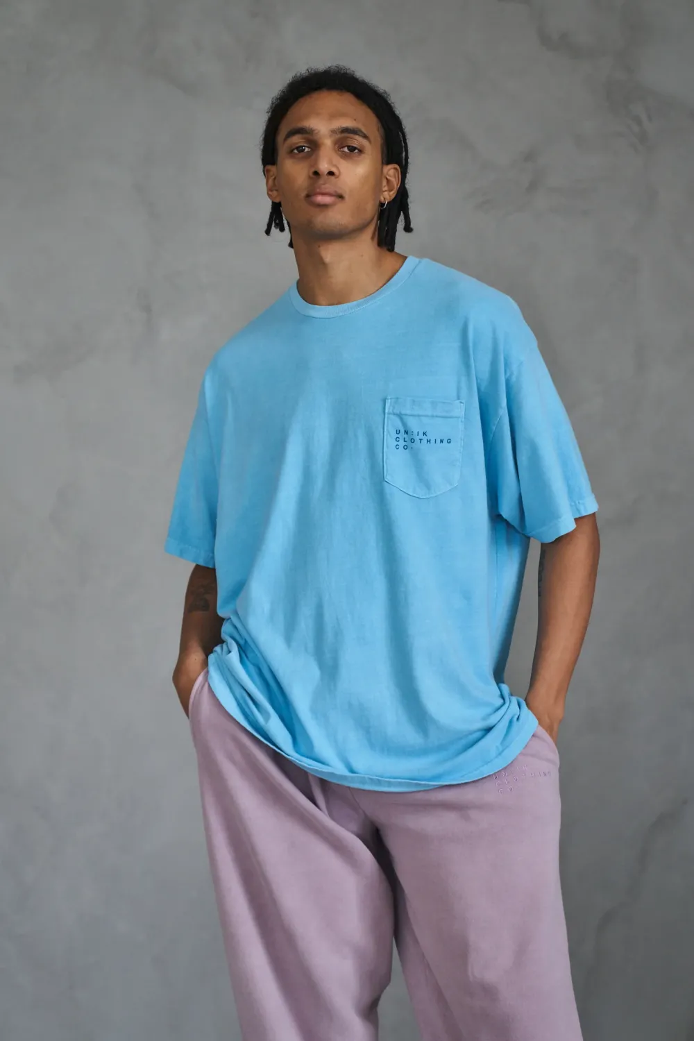UN:IK Essentials Essentials 'Sets' Vintage Washed Pocket Tee - Lagoon