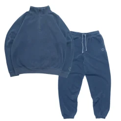 Discounted Bundles Essentials Vintage Washed 1/4 Zip Sweatshirt & Jogger Set - Navy