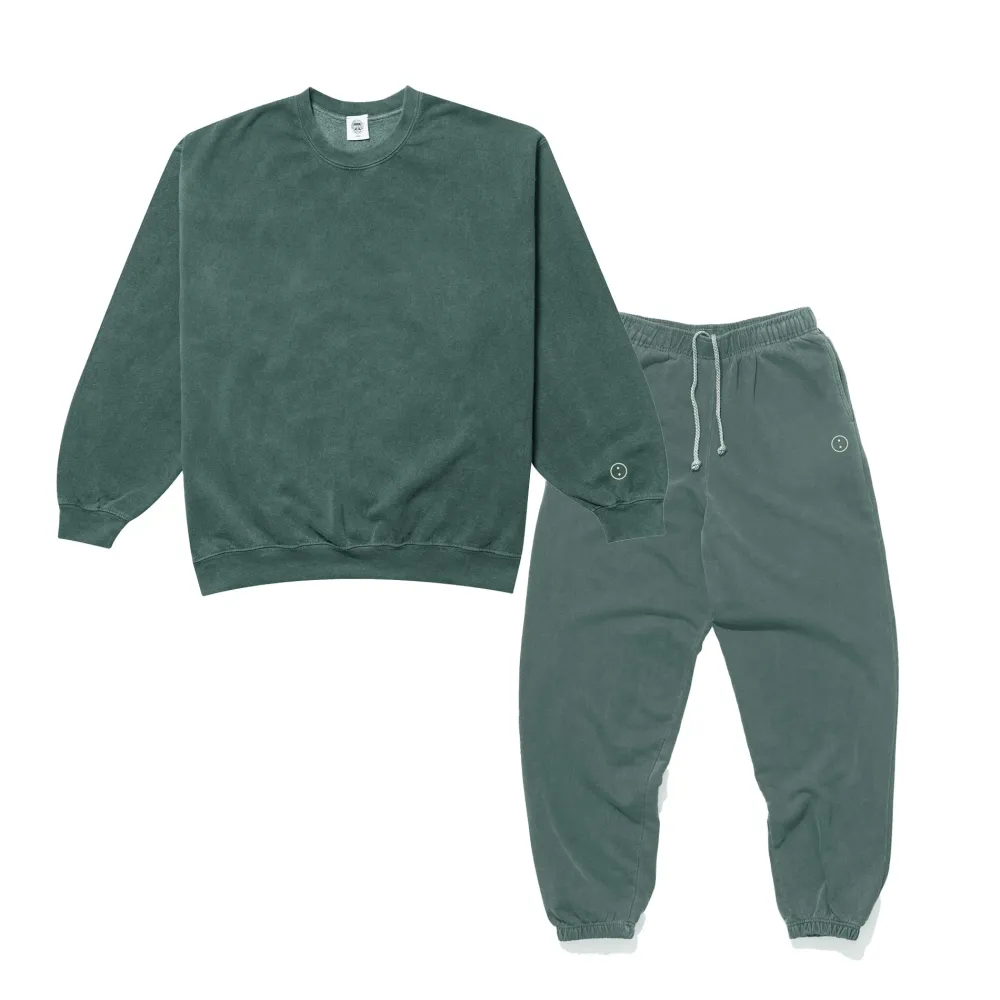 UN:IK Essentials Essentials Vintage Washed Sweater & Jogger Set - Forest