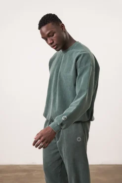 UN:IK Essentials Essentials Vintage Washed Sweater & Jogger Set - Forest