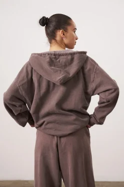 UN:IK Essentials Essentials Vintage Washed Zip Up Hoodie - Cocoa