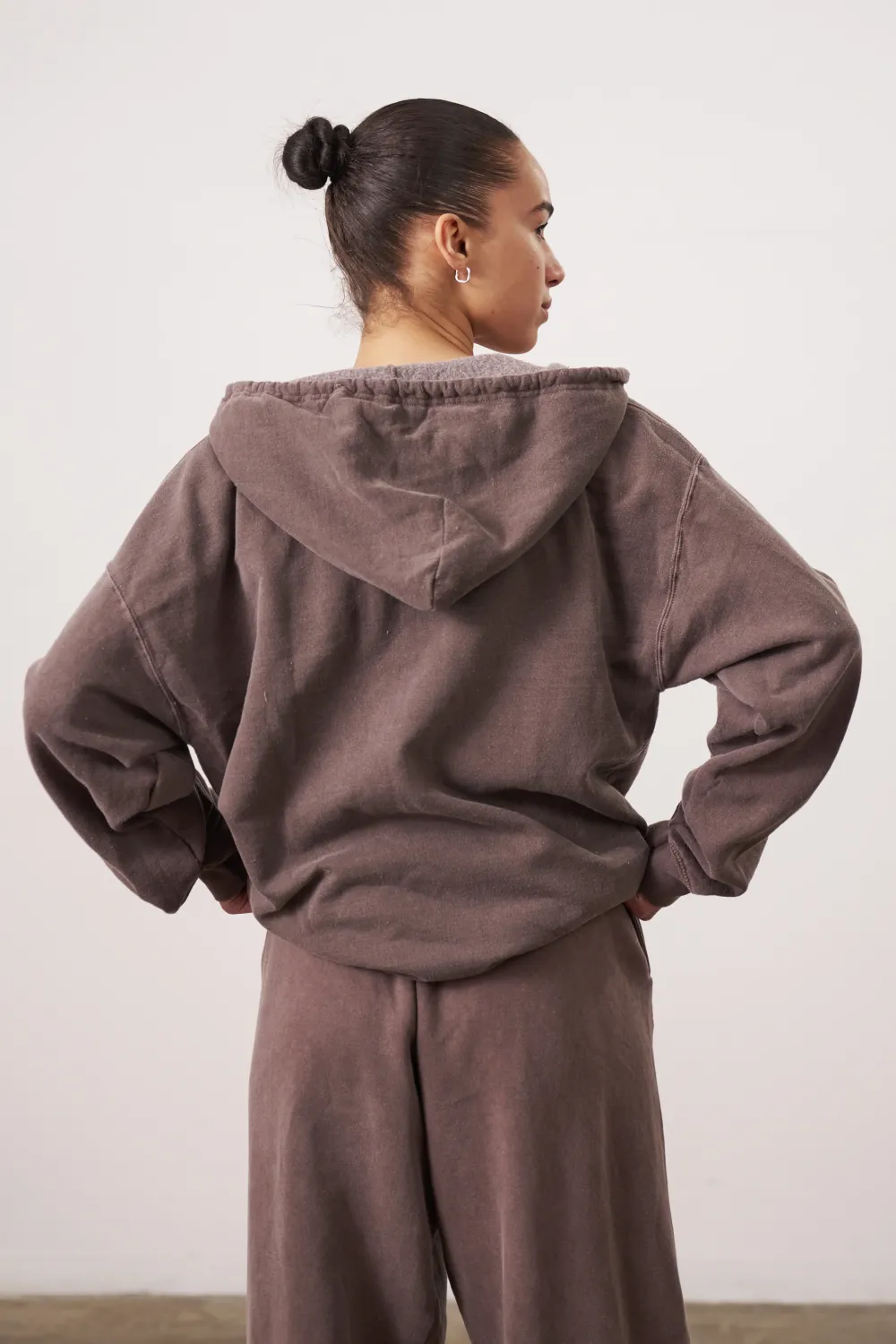 UN:IK Essentials Essentials Vintage Washed Zip Up Hoodie - Cocoa