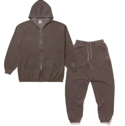 UN:IK Essentials Essentials Vintage Washed Zip-Up Hoodie & Jogger Set - Cocoa