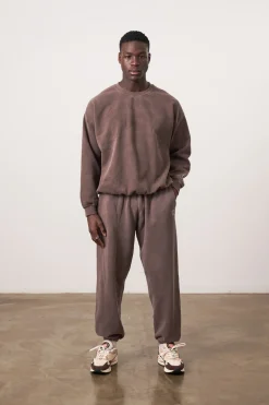 UN:IK Essentials Essentials Vintage Washed Sweater & Jogger Set - Cocoa