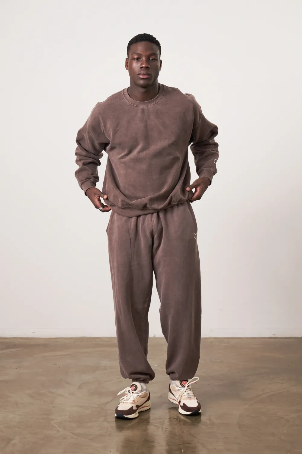 UN:IK Essentials Essentials Vintage Washed Sweater & Jogger Set - Cocoa