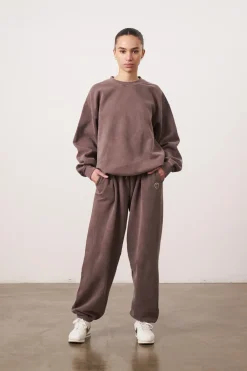 UN:IK Essentials Essentials Vintage Washed Sweater & Jogger Set - Cocoa