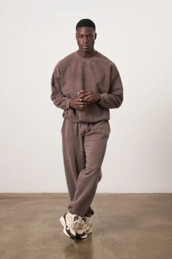 UN:IK Essentials Essentials Vintage Washed Sweater & Jogger Set - Cocoa