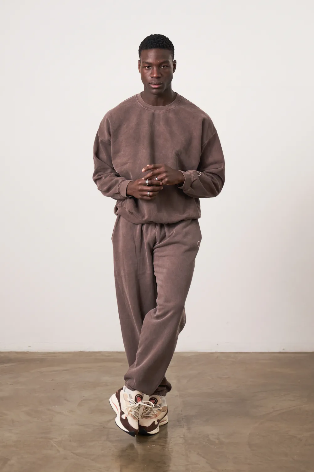 UN:IK Essentials Essentials Vintage Washed Sweater & Jogger Set - Cocoa
