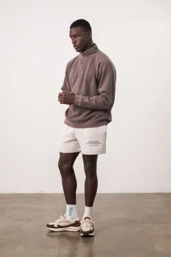 UN:IK Essentials Essentials Vintage Washed 1/4 Zip Sweatshirt - Cocoa