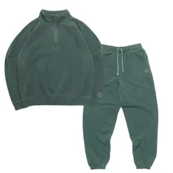 UN:IK Essentials Essentials Vintage Washed 1/4 Zip Sweatshirt & Jogger Set - Forest