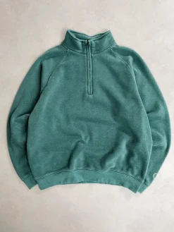 UN:IK Essentials Essentials Vintage Washed 1/4 Zip Sweatshirt & Jogger Set - Forest