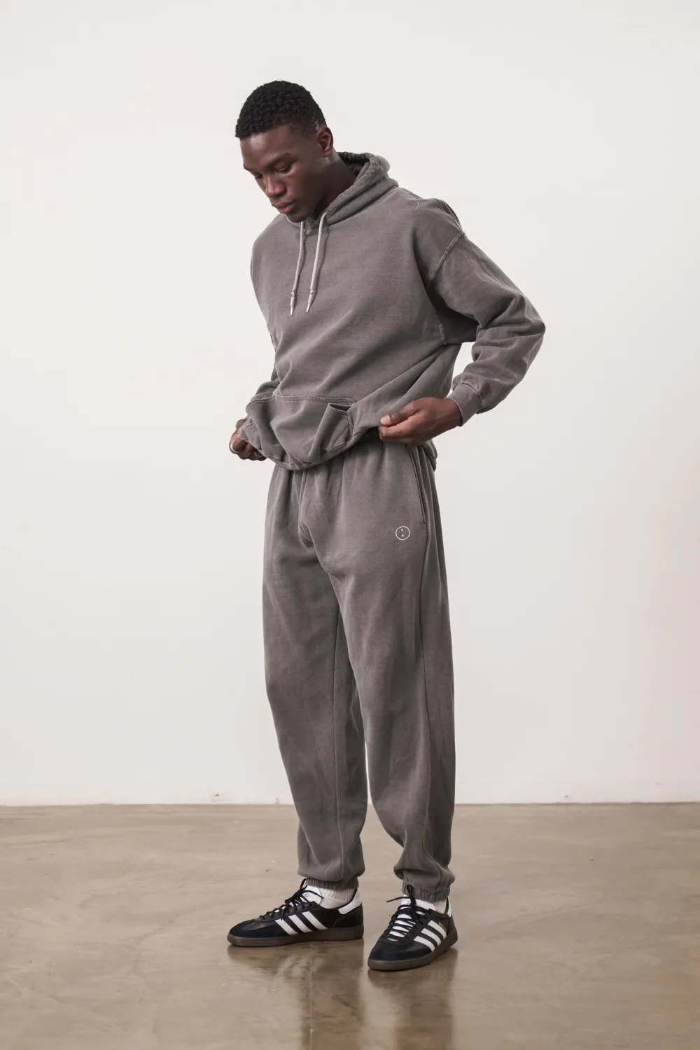 UN:IK Essentials Essentials Vintage Washed Hoodie & Jogger Set - Charcoal