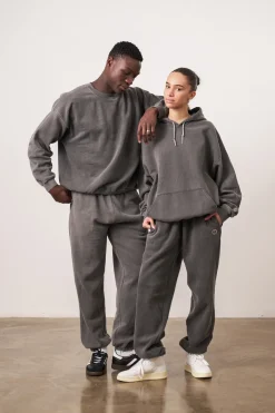 UN:IK Essentials Essentials Vintage Washed Hoodie & Jogger Set - Charcoal