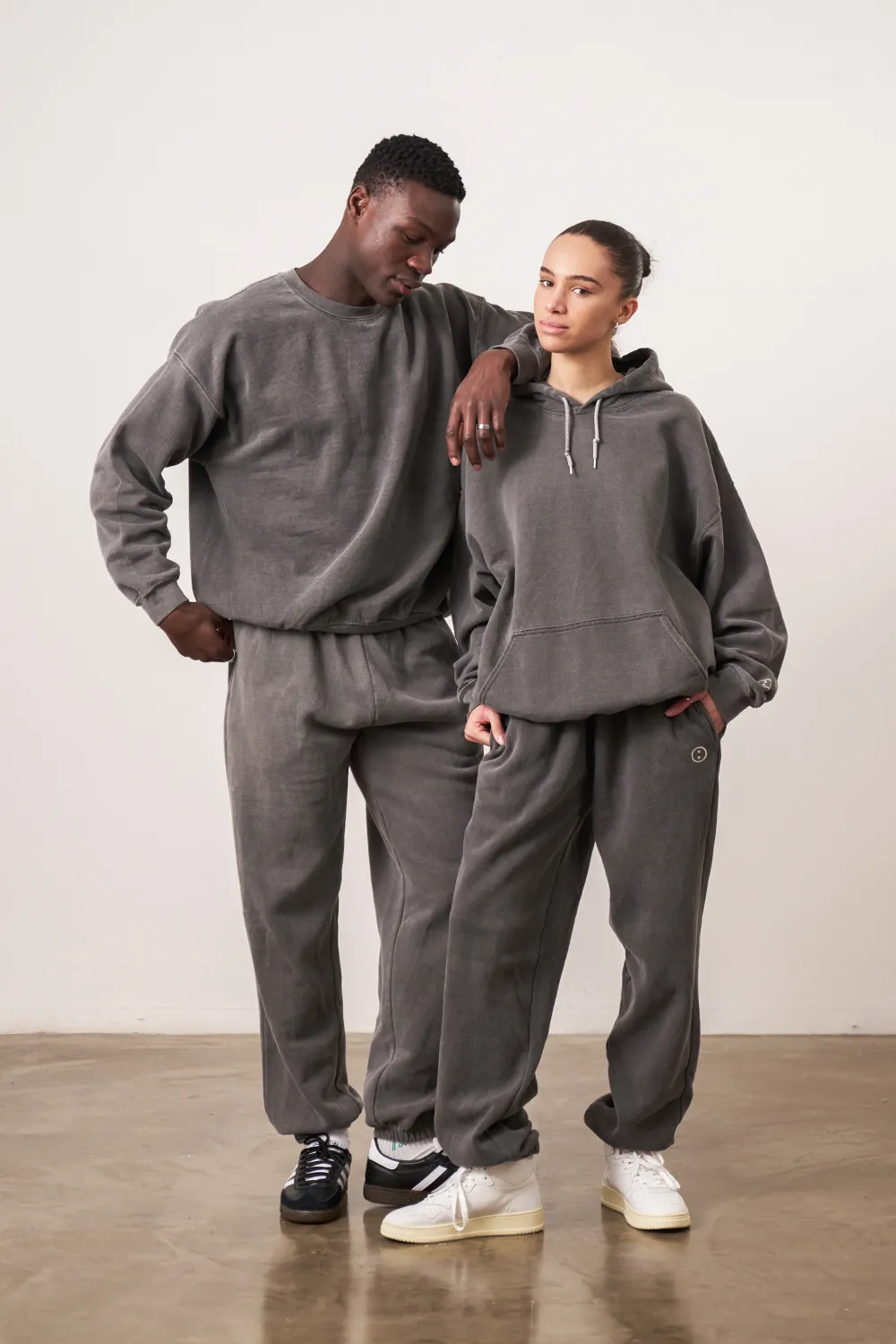 UN:IK Essentials Essentials Vintage Washed Hoodie & Jogger Set - Charcoal