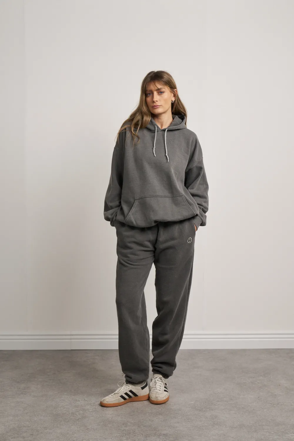 UN:IK Essentials Essentials Vintage Washed Hoodie & Jogger Set - Charcoal