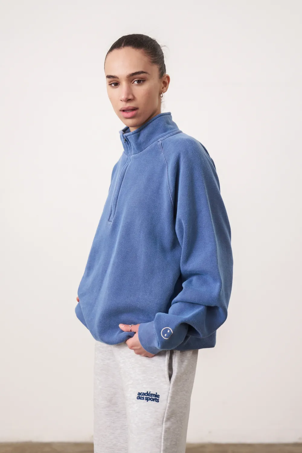 UN:IK Essentials Essentials Vintage Washed 1/4 Zip Sweatshirt - Navy