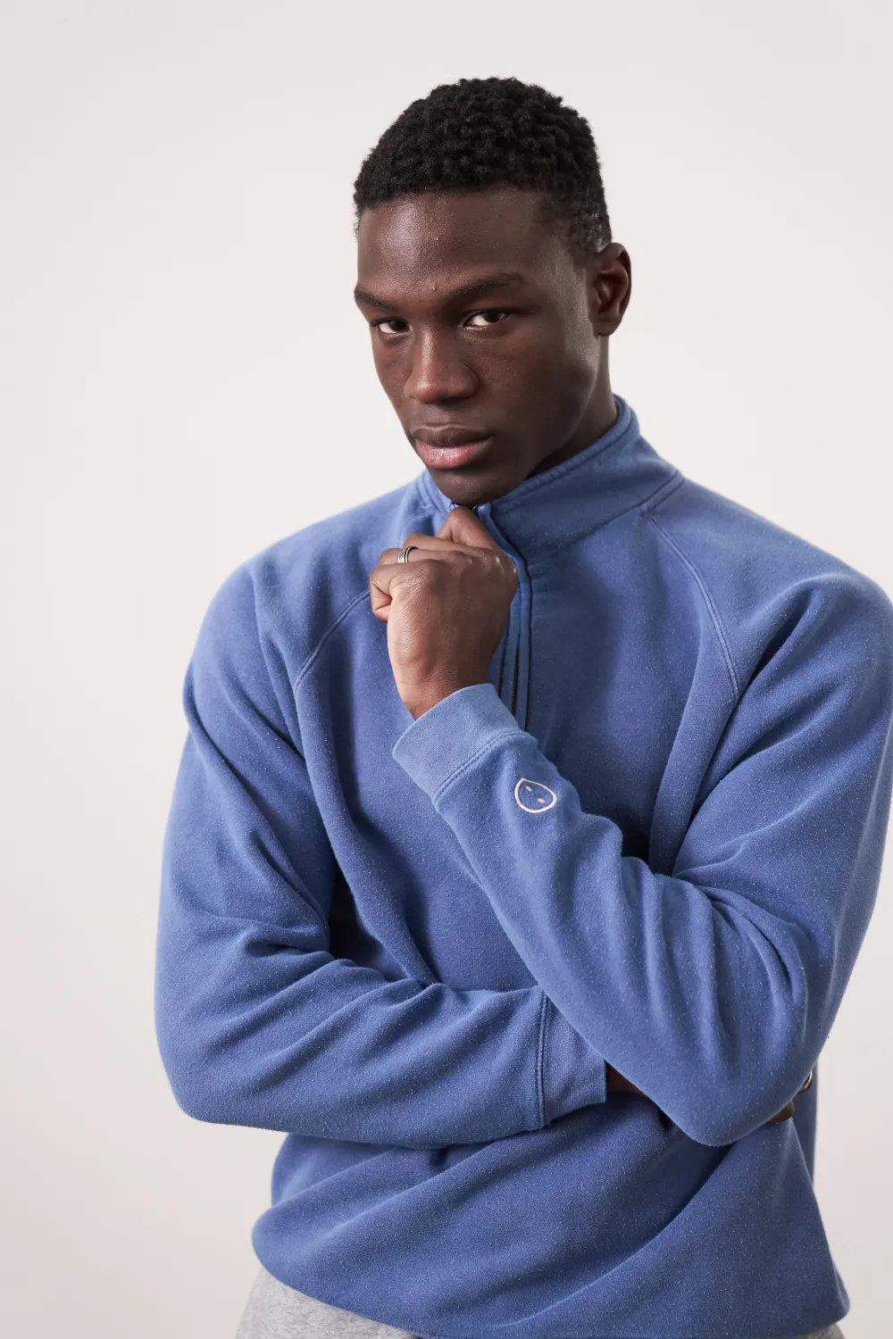 UN:IK Essentials Essentials Vintage Washed 1/4 Zip Sweatshirt - Navy