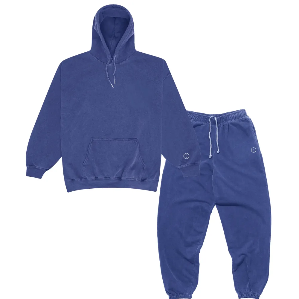 UN:IK Essentials Essentials Vintage Washed Hoodie & Jogger Set - Navy