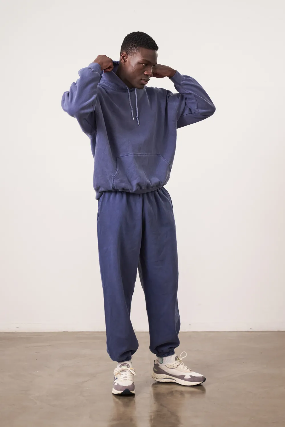 UN:IK Essentials Essentials Vintage Washed Hoodie & Jogger Set - Navy