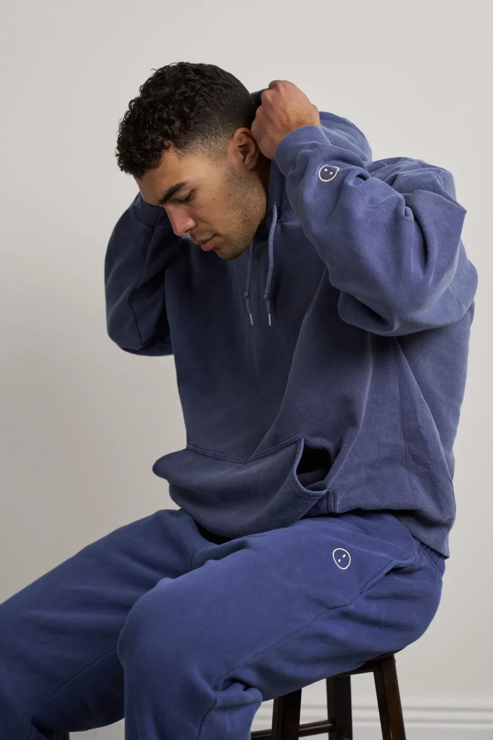 UN:IK Essentials Essentials Vintage Washed Hoodie & Jogger Set - Navy
