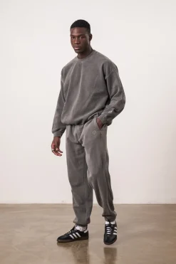 UN:IK Essentials Essentials Vintage Washed Sweater & Jogger Set - Charcoal