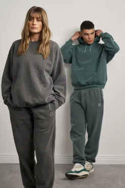 UN:IK Essentials Essentials Vintage Washed Sweater & Jogger Set - Charcoal