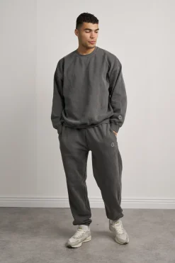 UN:IK Essentials Essentials Vintage Washed Sweater & Jogger Set - Charcoal