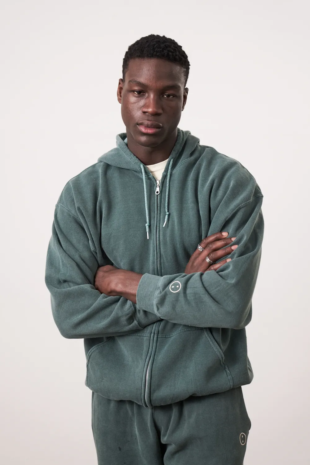 UN:IK Essentials Essentials Vintage Washed Zip Up Hoodie - Forest