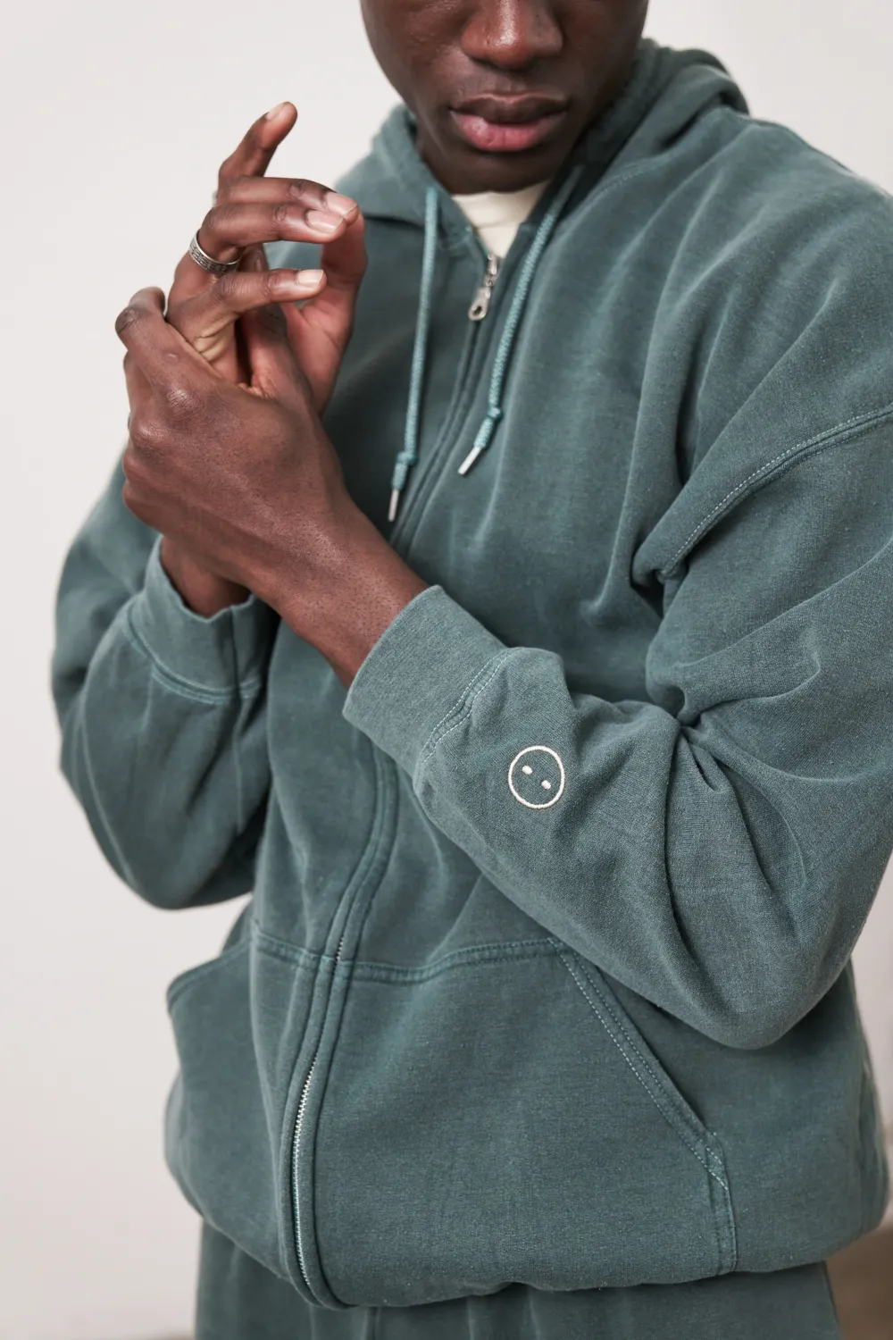 UN:IK Essentials Essentials Vintage Washed Zip Up Hoodie - Forest