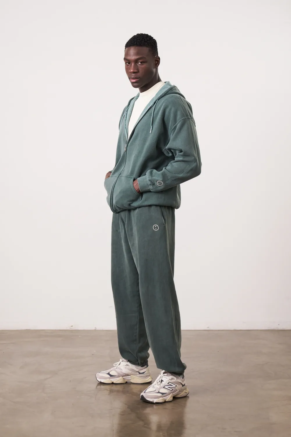 UN:IK Essentials Essentials Vintage Washed Zip Up Hoodie - Forest