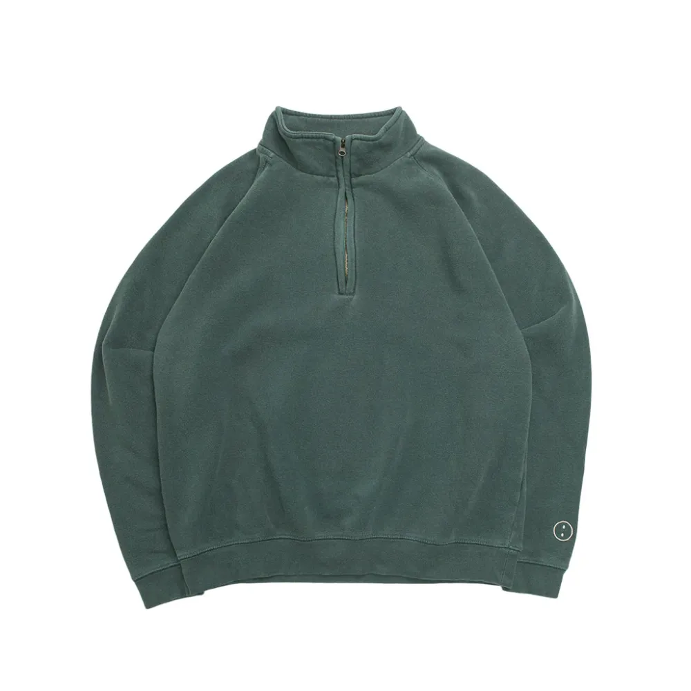 UN:IK Essentials Essentials Vintage Washed 1/4 Zip Sweatshirt - Forest