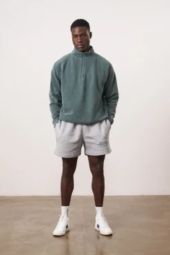 UN:IK Essentials Essentials Vintage Washed 1/4 Zip Sweatshirt - Forest