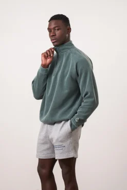 UN:IK Essentials Essentials Vintage Washed 1/4 Zip Sweatshirt - Forest