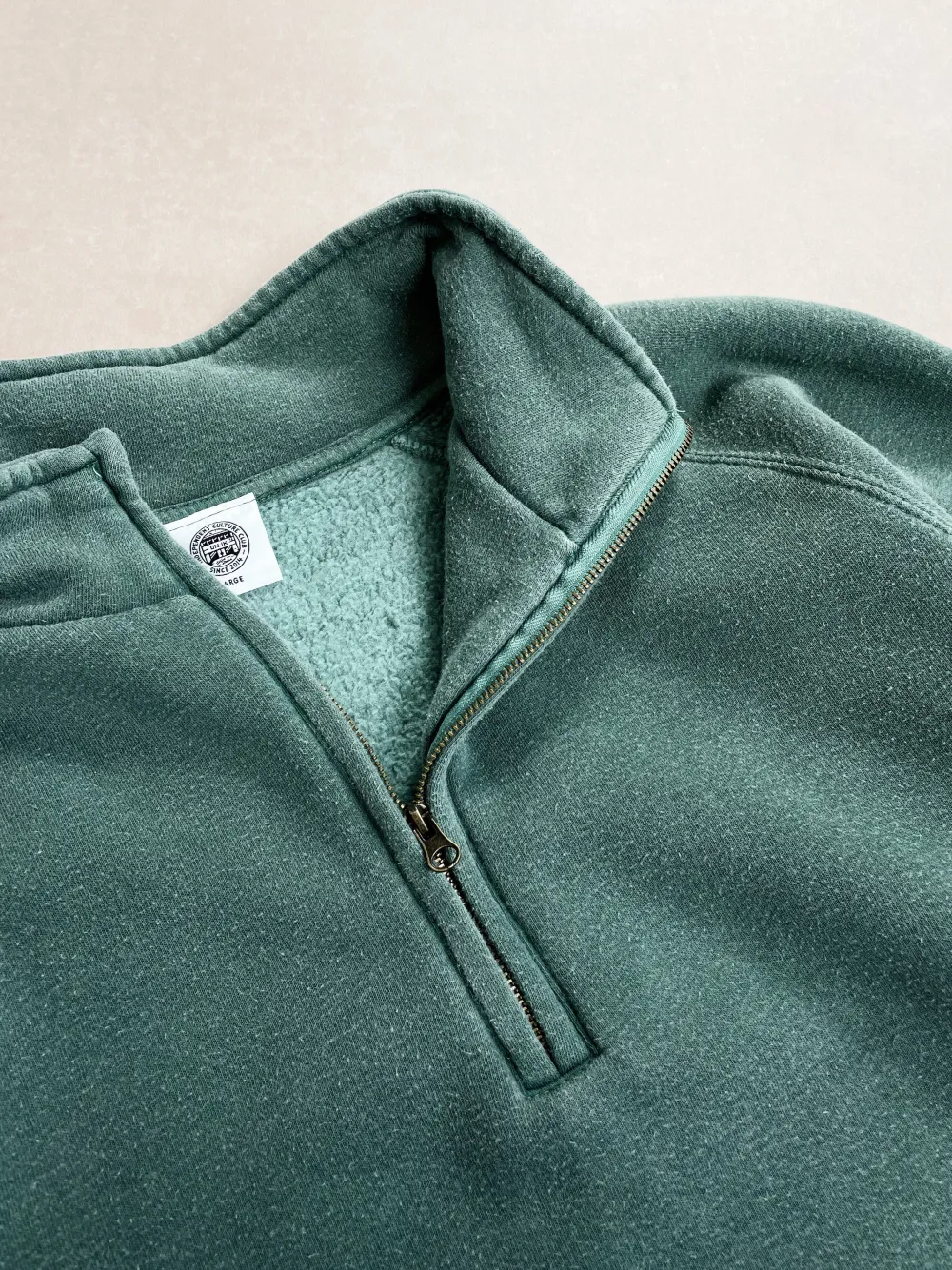 UN:IK Essentials Essentials Vintage Washed 1/4 Zip Sweatshirt - Forest