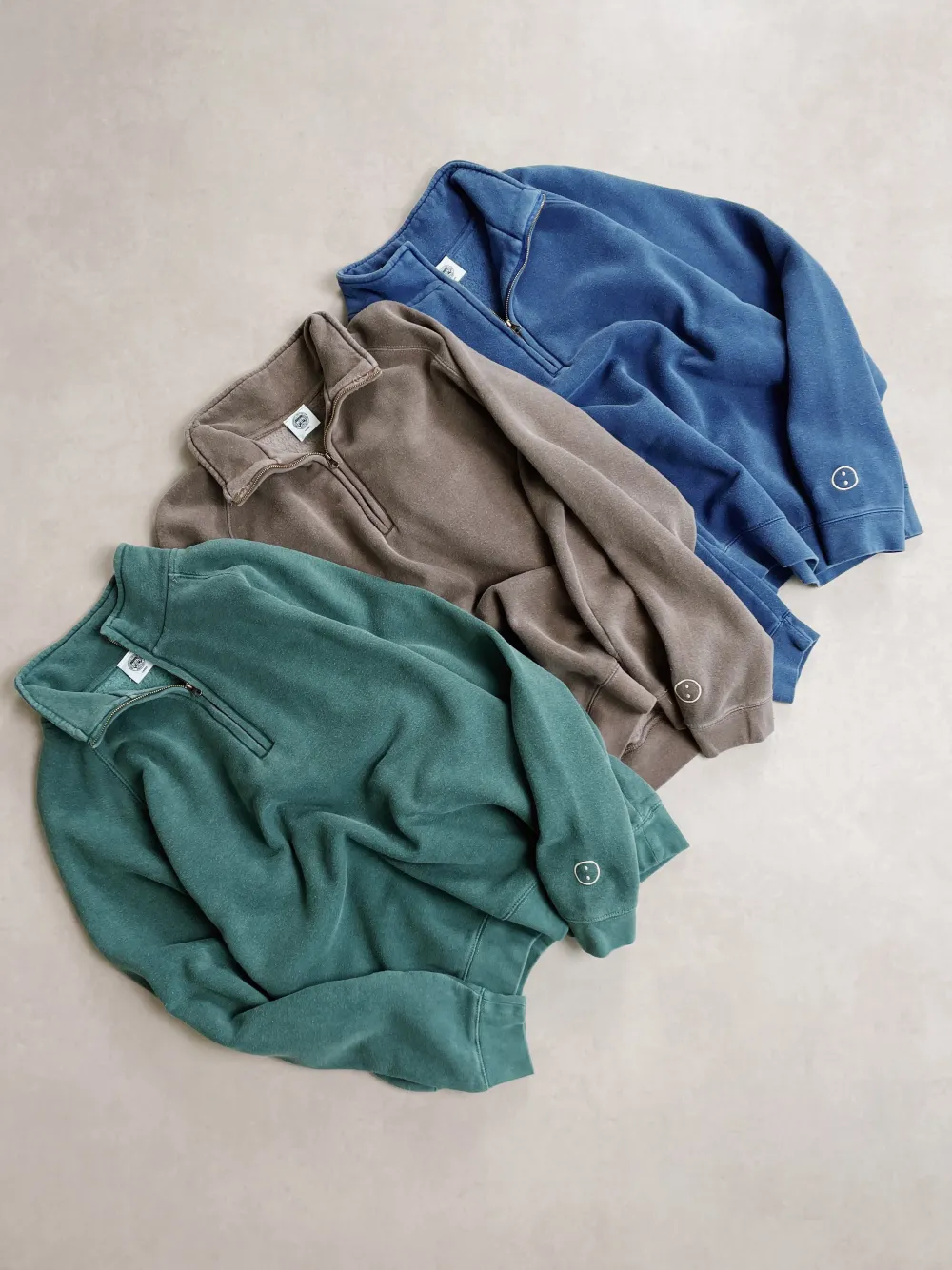UN:IK Essentials Essentials Vintage Washed 1/4 Zip Sweatshirt - Forest