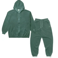 UN:IK Essentials Essentials Vintage Washed Zip-Up Hoodie & Jogger Set - Forest