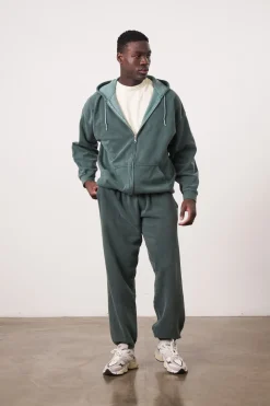 UN:IK Essentials Essentials Vintage Washed Zip-Up Hoodie & Jogger Set - Forest