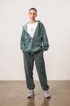 UN:IK Essentials Essentials Vintage Washed Zip-Up Hoodie & Jogger Set - Forest