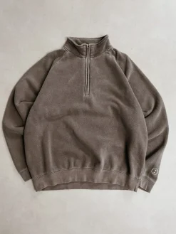 UN:IK Essentials Essentials Vintage Washed 1/4 Zip Sweatshirt & Jogger Set - Cocoa