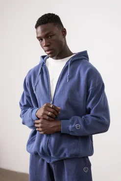 UN:IK Essentials Essentials Vintage Washed Zip Up Hoodie - Navy