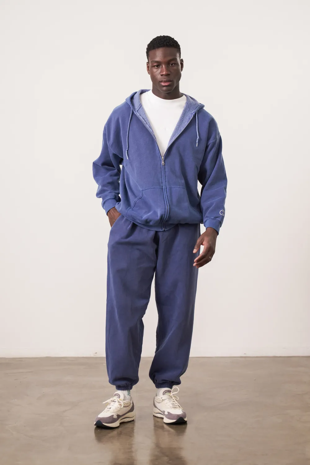 UN:IK Essentials Essentials Vintage Washed Zip Up Hoodie - Navy